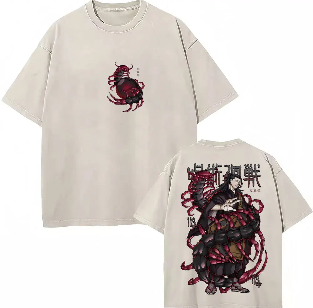 Japan Anime Jujutsu Kaisen Washed T Shirts Satoru Gojo Geto Suguru T-shirt Casual Cotton Oversized Harajuku T Shirt Fans Gifts