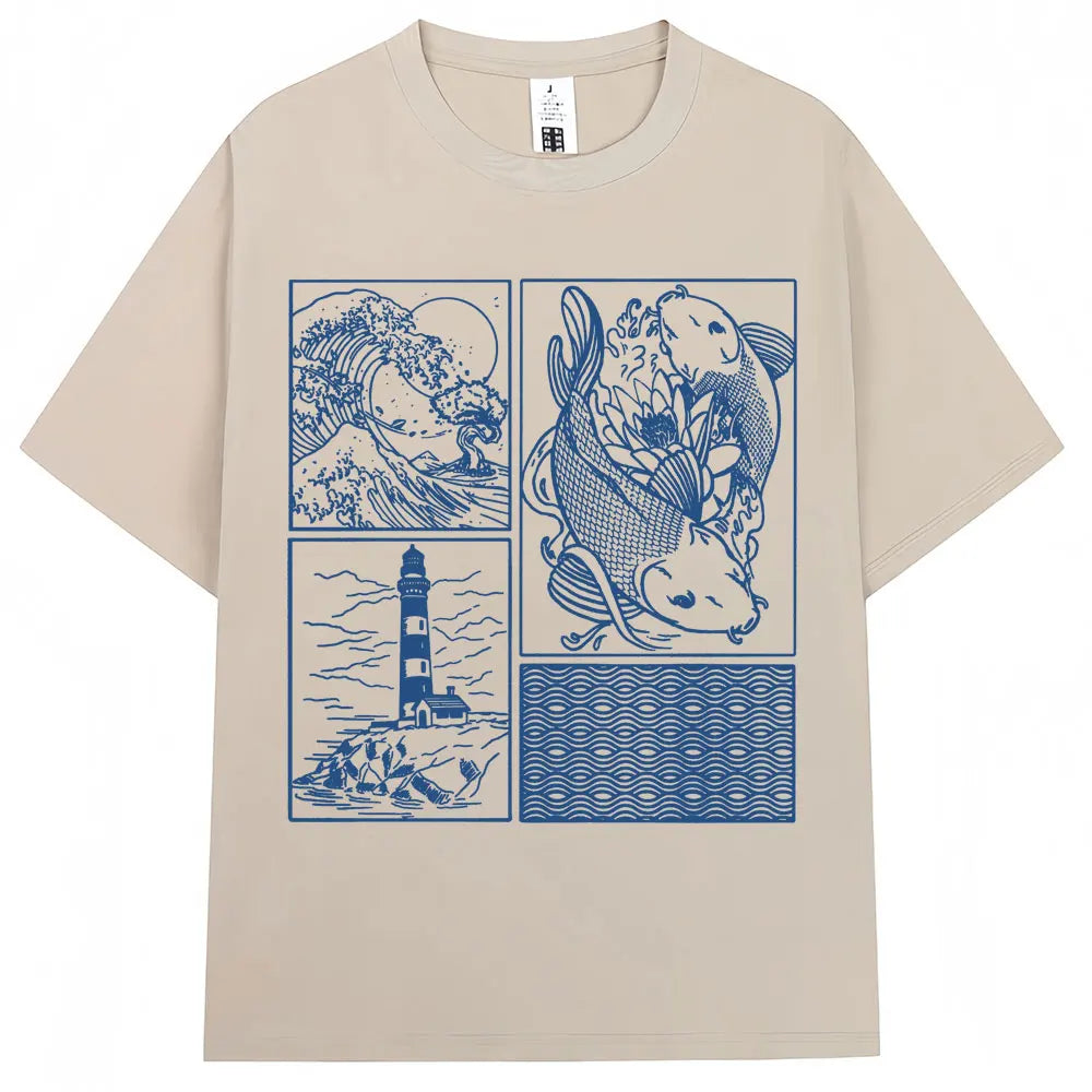 Japanese Wave T-Shirt – Oversized Cotton