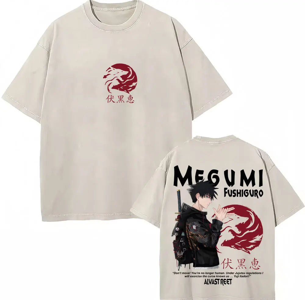 Japan Anime Jujutsu Kaisen Washed T Shirts Satoru Gojo Geto Suguru T-shirt Casual Cotton Oversized Harajuku T Shirt Fans Gifts