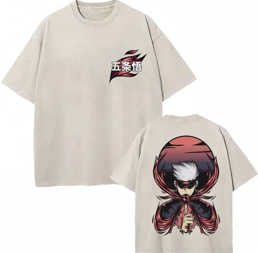Japan Anime Jujutsu Kaisen Washed T Shirts Satoru Gojo Geto Suguru T-shirt Casual Cotton Oversized Harajuku T Shirt Fans Gifts