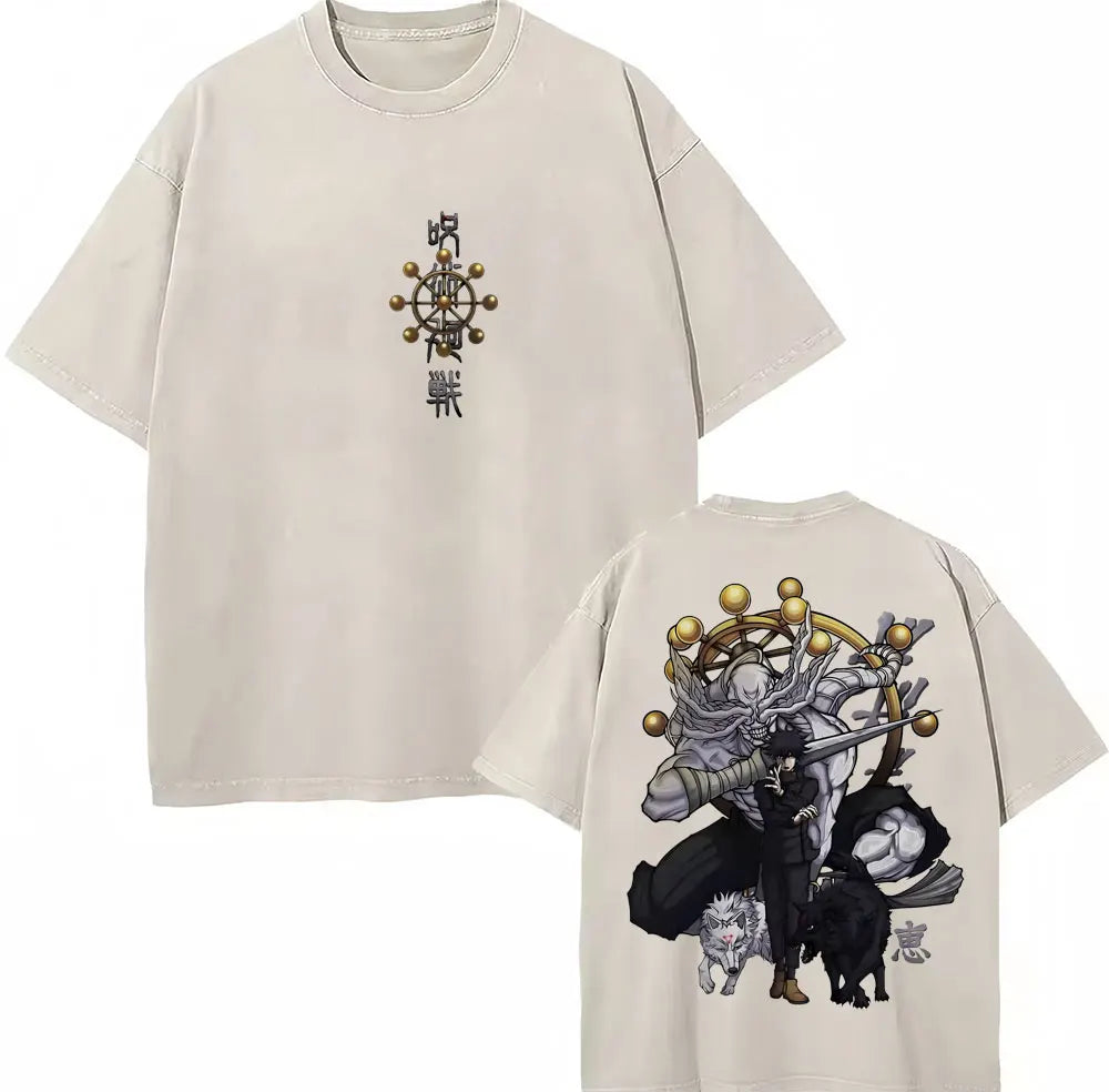 Japan Anime Jujutsu Kaisen Washed T Shirts Satoru Gojo Geto Suguru T-shirt Casual Cotton Oversized Harajuku T Shirt Fans Gifts