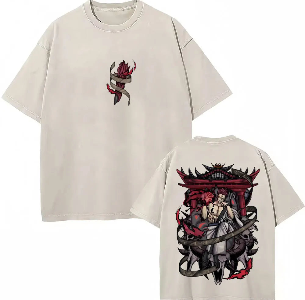 Japan Anime Jujutsu Kaisen Washed T Shirts Satoru Gojo Geto Suguru T-shirt Casual Cotton Oversized Harajuku T Shirt Fans Gifts